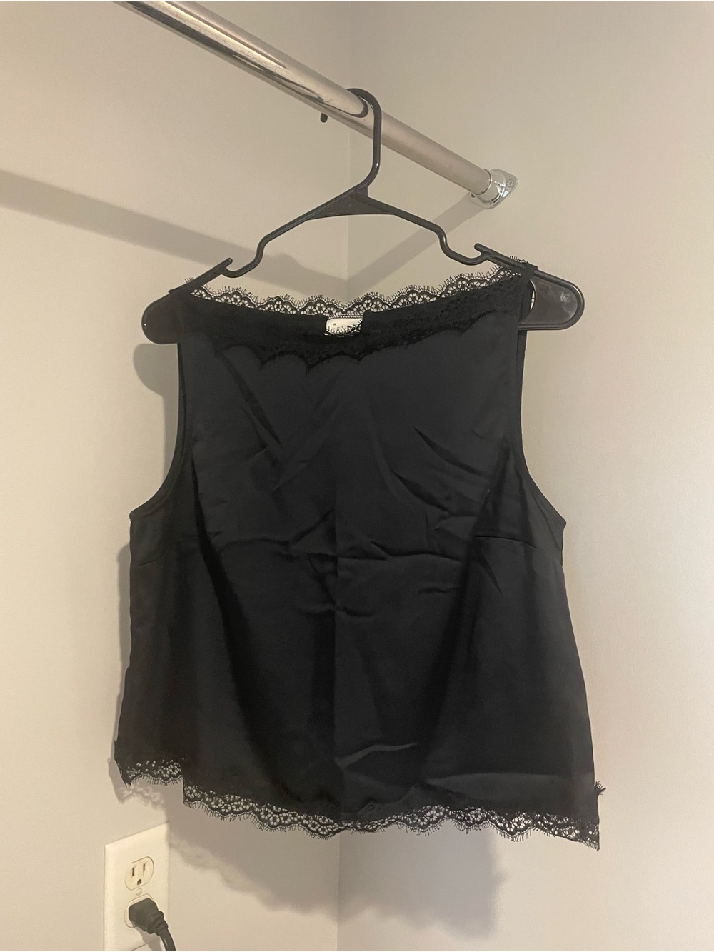 a new day Black Lace-Trim Satin Camisole